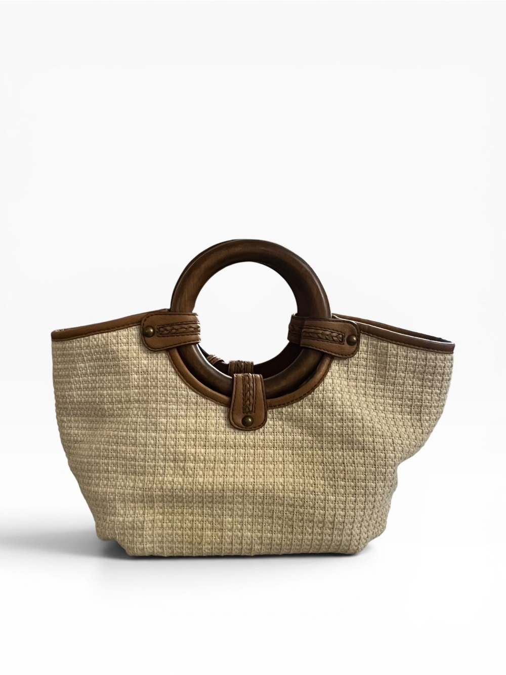 Vintage Fossil Y2K Woven Raffia Crossbody Satchel Bag - Picture 3 of 13